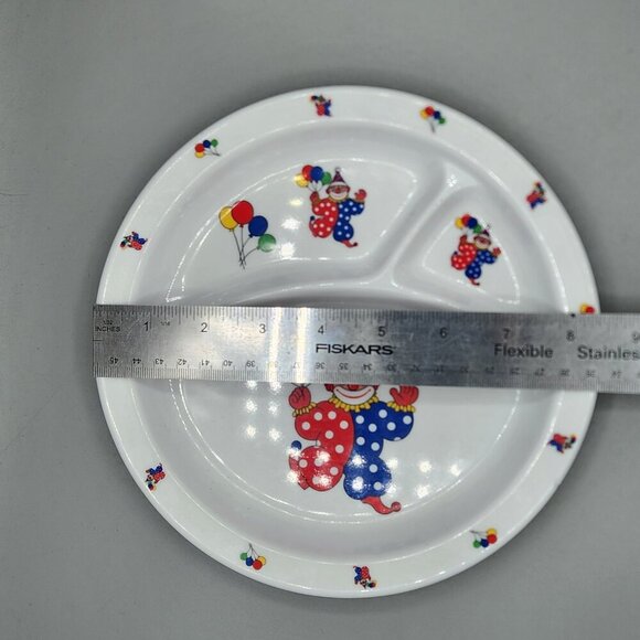 Vintage Melaware Baby Child Divided Melamine Plate Clown Balloons Birthday - Picture 4 of 4